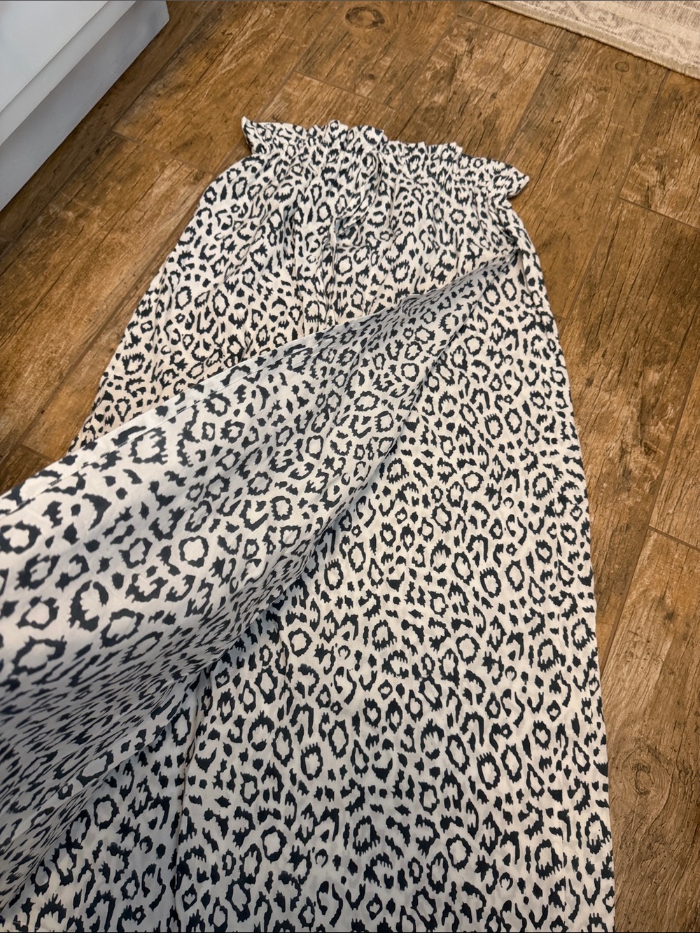 Emerson Fry India Collection Drawstring Wrap Maxi Skirt Charcoal Leopard small - Picture 2 of 3